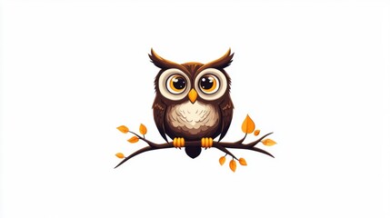 Fototapeta premium Curious owl perched on branch at night in low resolution format