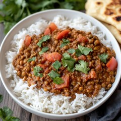 A savory and hearty lentil curry with tender lentils, tomatoes, and spices