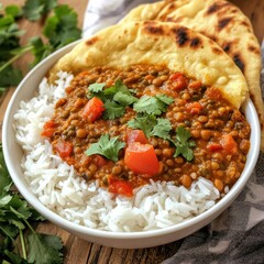 A savory and hearty lentil curry with tender lentils, tomatoes, and spices