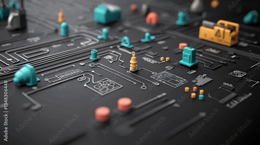 Aufkleber circuit board workflow optimization process mapping technology 3d render