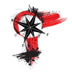 Trash polka windrose grunge design © longquattro