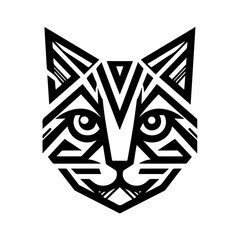 This image is a geometric vector illustration of a cat's face. 