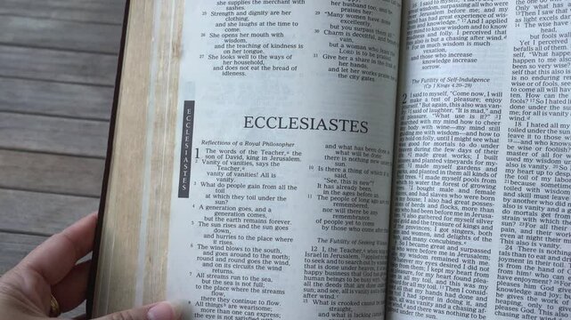 Book of Ecclesiastes of the Old Testament in the Holy Bible.
