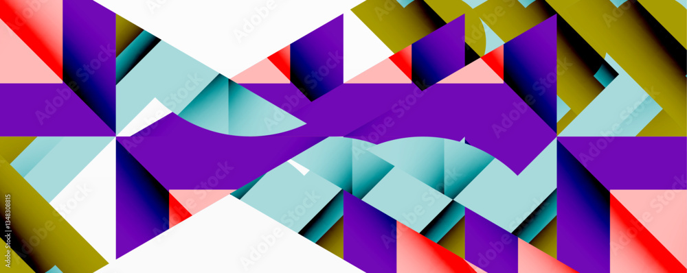 Aufkleber Abstract geometric composition with interlocking circular and angular shapes, featuring smooth gradients and sharp contrasts on a white background