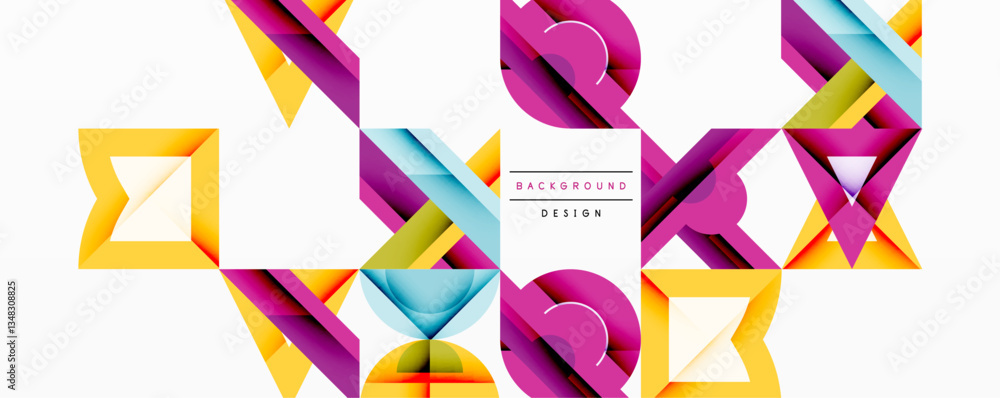 Poster minimal geometric abstract background. circle square and triangle design