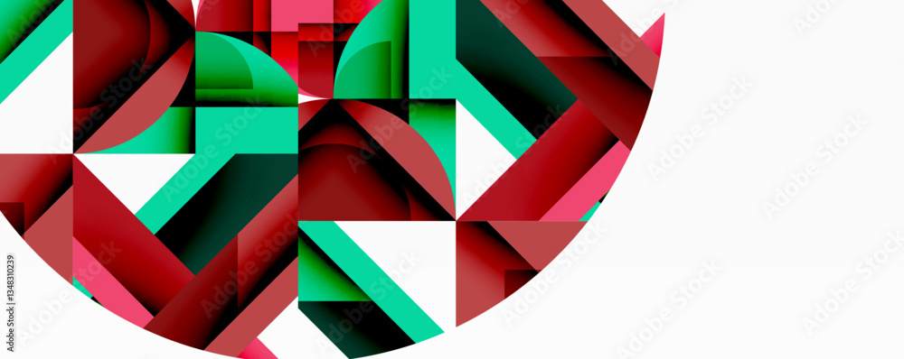 Aufkleber circles, semi circles, squares and round triangles. geometric mosaic style pattern abstract backgrou