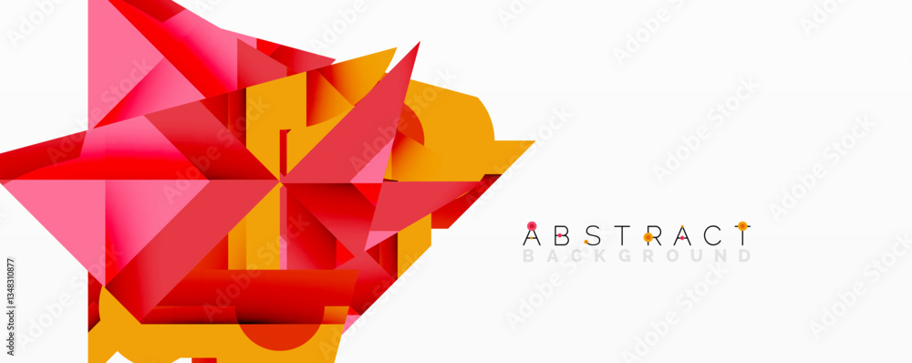 Poster Abstract geometric composition with interlocking circular and angular shapes, featuring smooth gradients and sharp contrasts on a white background