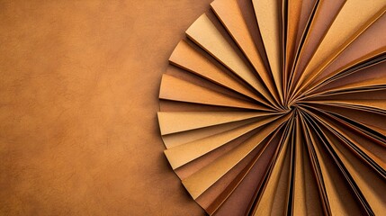 Decorative Paper Fan Arrangement on Brown Background for Crafts