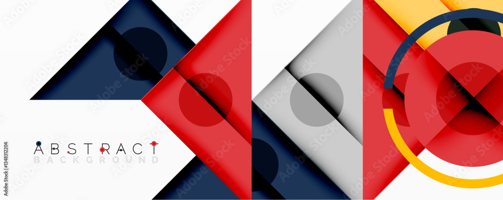 Aufkleber Abstract geometric composition with intersecting triangles, circles, and gradients, creating a dynamic layered pattern with depth and contrast