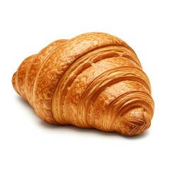 Flaky Golden Croissant Isolated on White Background