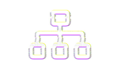 Icon sitemap is distorted. Glitch. Noise, chromatic aberration, geometric distortion