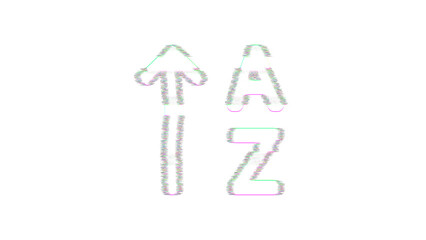 Icon sort alpha up is distorted. Glitch. Noise, chromatic aberration, geometric distortion