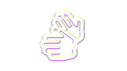 Icon sign language is distorted. Glitch. Noise, chromatic aberration, geometric distortion