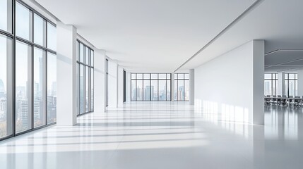 Modern office design showcasing dramatic negative space and light