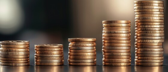Stacks of coins symbolize financial planning and growth in banking and finance.