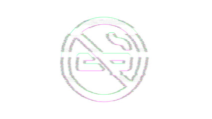 Icon smoking ban is distorted. Glitch. Noise, chromatic aberration, geometric distortion