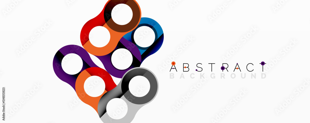 Poster Abstract circle element composition with overlapping circular and tubular shapes featuring smooth gradients, transparency effects, and dynamic layering
