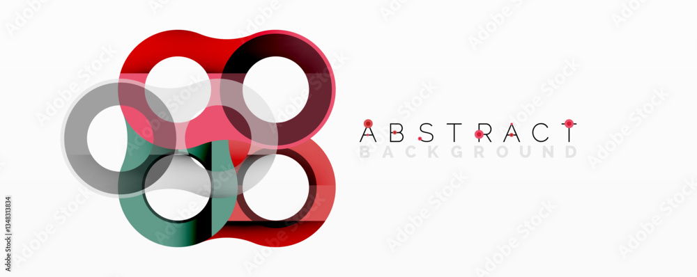 Poster Abstract circle element composition with overlapping circular and tubular shapes featuring smooth gradients, transparency effects, and dynamic layering
