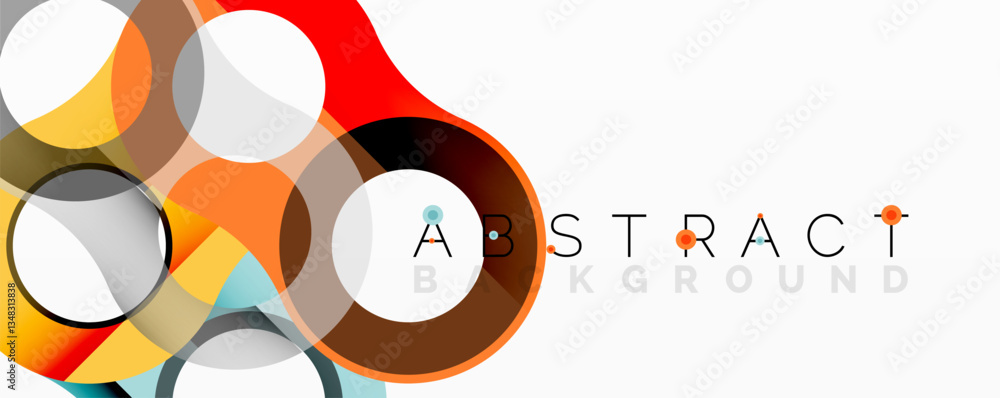 Poster abstract geometric pattern with interlocking circular and tubular shapes featuring smooth gradients,
