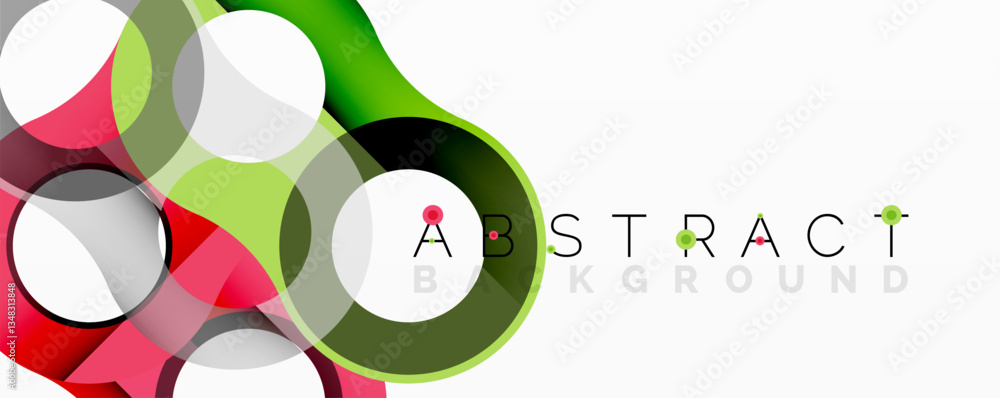 Poster abstract geometric pattern with interlocking circular and tubular shapes featuring smooth gradients,