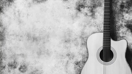 Acoustic Guitar Against Textured Gray Backdrop
