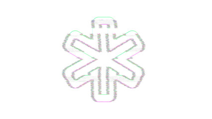 Icon star of life is distorted. Glitch. Noise, chromatic aberration, geometric distortion