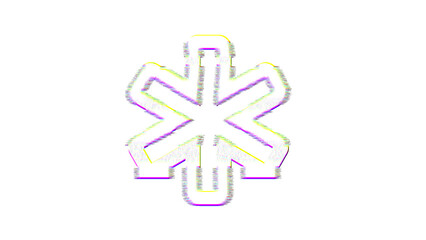 Obraz premium Icon star of life is distorted. Glitch. Noise, chromatic aberration, geometric distortion