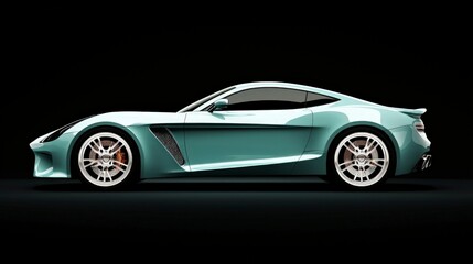 Naklejka premium Sleek Blue Sports Coupe Luxury Car Cinematic Lighting Studio Shot