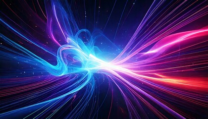 Obraz premium A futuristic abstract wallpaper blending deep-space nebula clouds with digital light trails