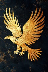 Mexican golden eagle soaring in minimalist silhouette on clear sky