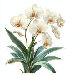 Fototapeta premium Vintage white orchid isolated on white background