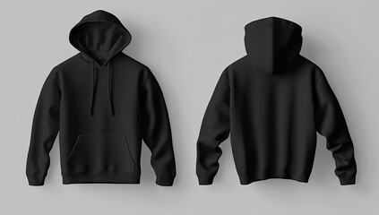 Black hoodie mockup, front and back views (3)