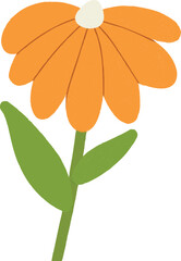 Warm Orange Daisy Vector -  Hand-Drawn Cheerful Bloom for Sunny Designs