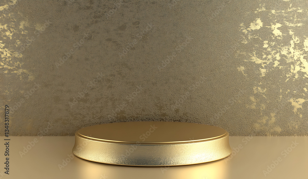 Poster golden round podium on abstract background for product display or presentation