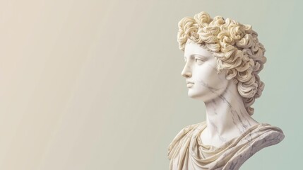 Obraz premium Elegant Marble Roman Woman Bust Sculpture Profile View
