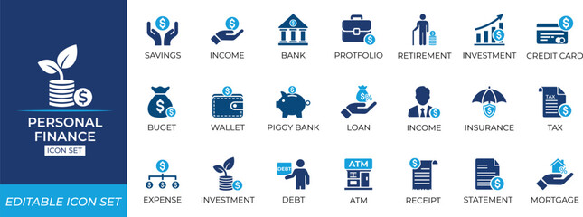 Personal finance icon set.
