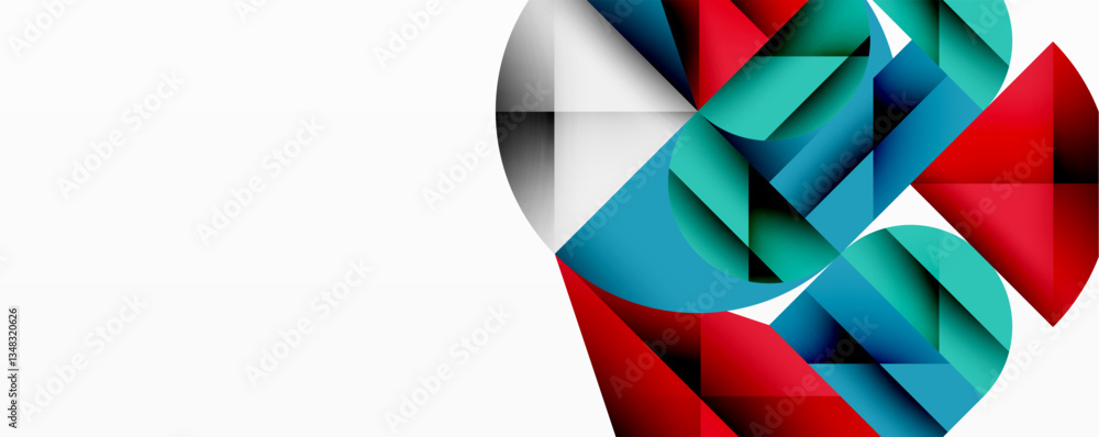Aufkleber Modern abstract composition with layered circles and angular segments featuring gradients, transparency effects, and a structured geometric layout