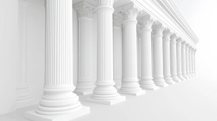 Obraz premium White Ionic Columns Architecture Classic Greek Style Building Facade