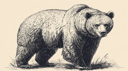 Majestic Grizzly Bear: A Pen and Ink Masterpiece