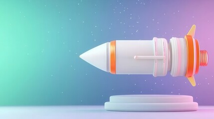 Rocket Launch Concept in Minimalist Space Background