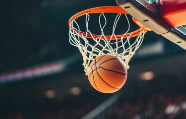 Fototapeta premium Basketball swishing through the net