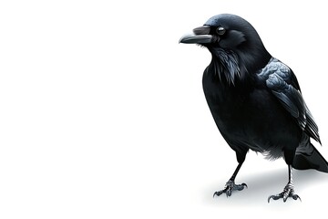 Detailed illustration of a crow against a white background. Possible use educational materials, nature-themed publications, art prints
