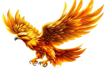 Obraz premium Golden eagle in flight, digital art, fantasy, graphic design, stock photo