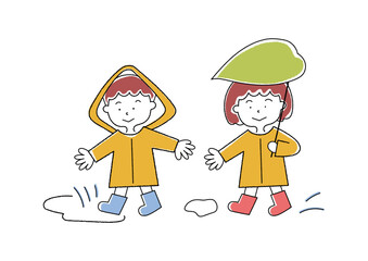 雨の中の子ども（合羽＋葉っぱ）