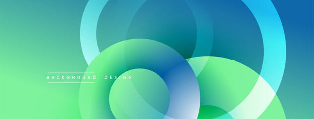 Background design with overlapping circular shapes, featuring smooth gradients and soft lighting effects, creating a dynamic abstract composition