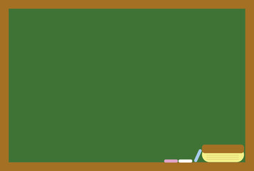 School blackboard with a pencil and eraser. Vector illustration. © Seonae