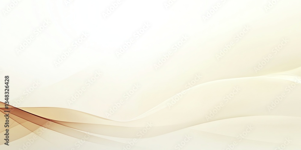 Poster abstract background with flowing brown waves on soft gradient surface