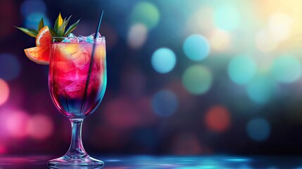 Refreshing Cocktail Drink with Grapefruit and Ice Cubes for Festive Events