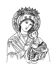 Our lady of perpetual help catholic religious Illustration Virgin Mary and Child Jesus vector