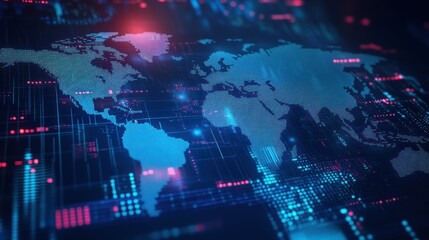 Obraz premium Global Network Connectivity: A Digital World Map